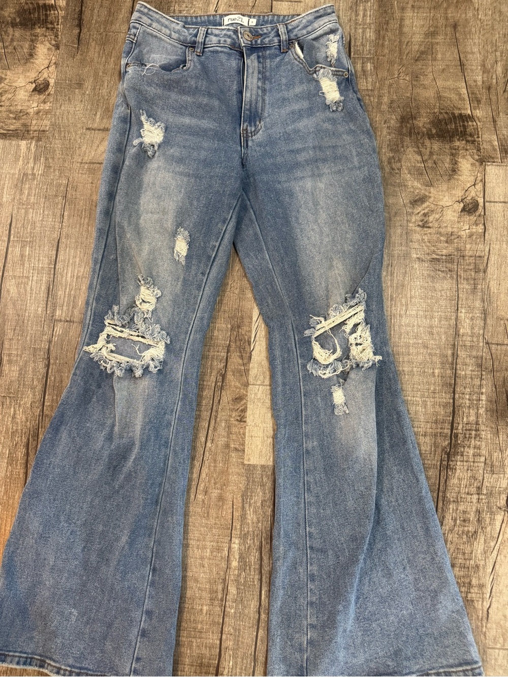 Rue21 Distressed Light Blue Flare Jeans